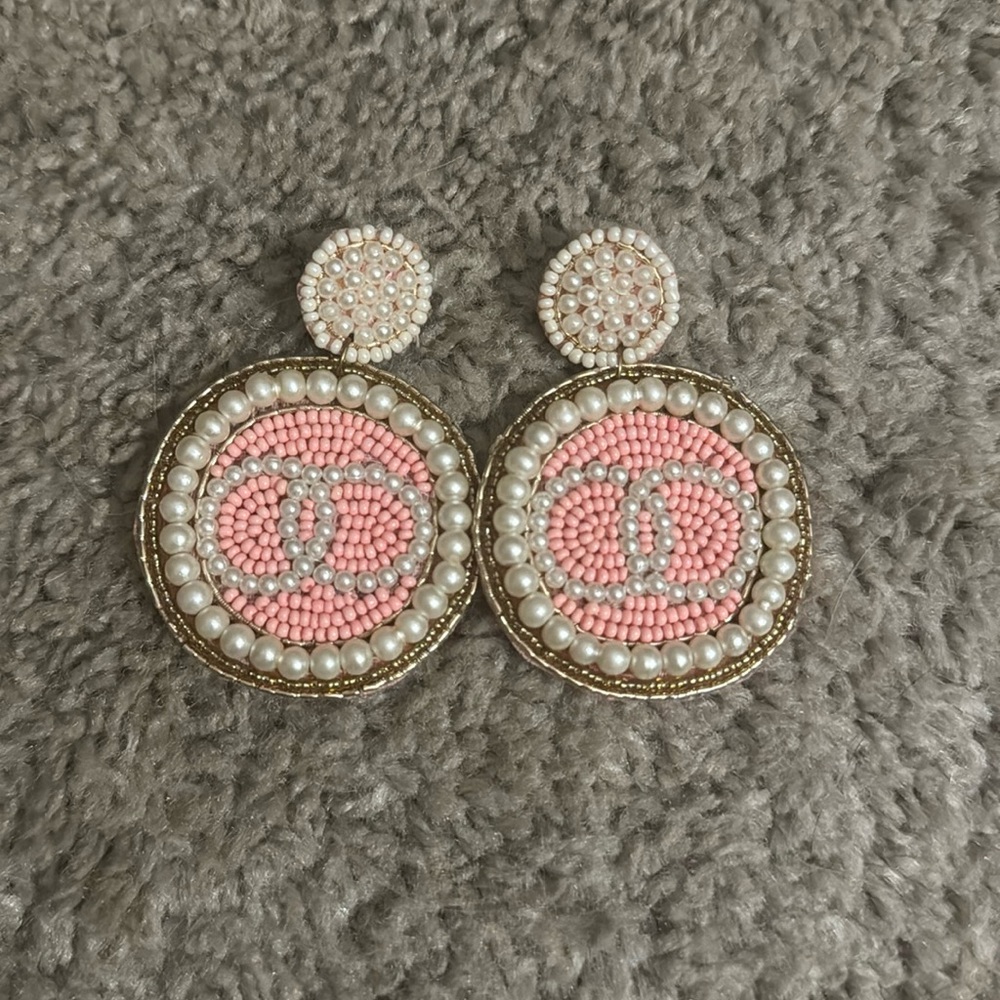 Pink Pearl Beaded Earrings